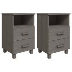 vidaXL Noptiere HAMAR, 2 buc, gri deschis, 40x35x62 cm, lemn masiv