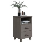 vidaXL Noptiere HAMAR, 2 buc, gri deschis, 40x35x62 cm, lemn masiv