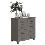 vidaXL Servantă „HAMAR”, gri deschis, 79x40x80 cm, lemn masiv pin vidaXL Servantă „HAMAR”, gri deschis, 79x40x80 cm, lemn masiv pin