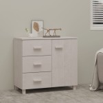 vidaXL Servantă „HAMAR”, alb, 90x40x80 cm, lemn masiv de pin