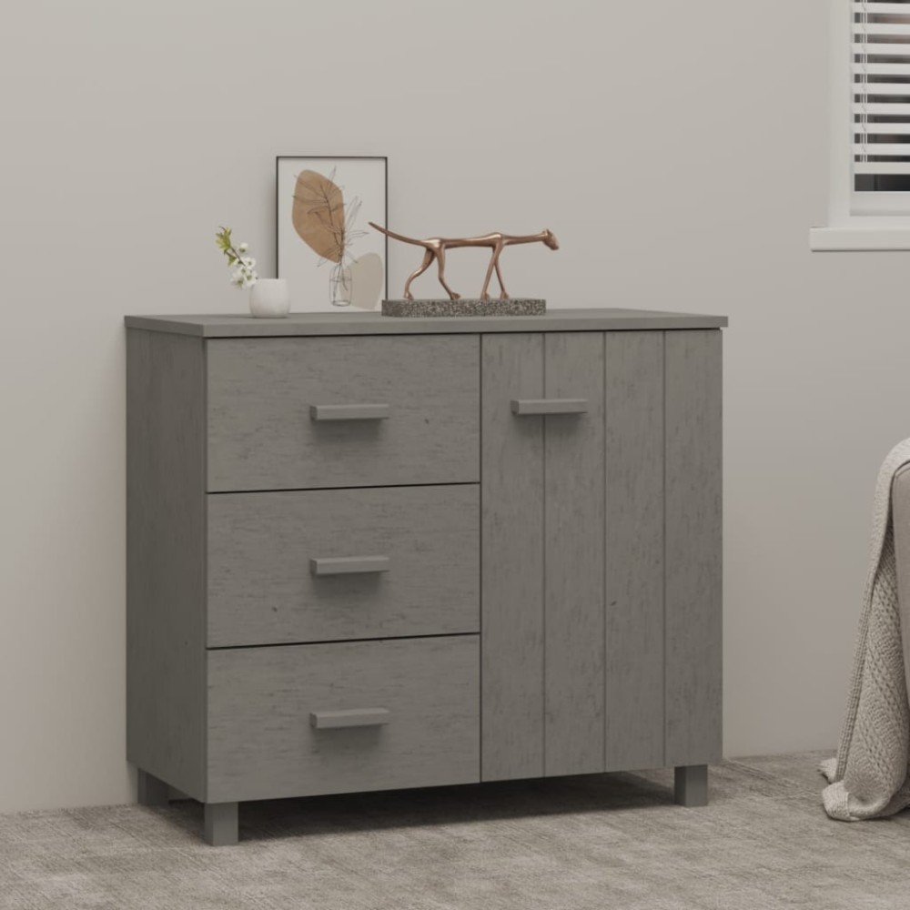 vidaXL Servantă „HAMAR”, gri deschis, 90x40x80 cm, lemn masiv de pin