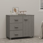 vidaXL Servantă „HAMAR”, gri deschis, 90x40x80 cm, lemn masiv de pin