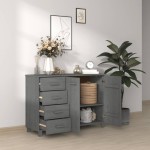 vidaXL Servantă „HAMAR”, gri închis, 113x40x80 cm, lemn masiv pin vidaXL Servantă „HAMAR”, gri închis, 113x40x80 cm, lemn masiv pin