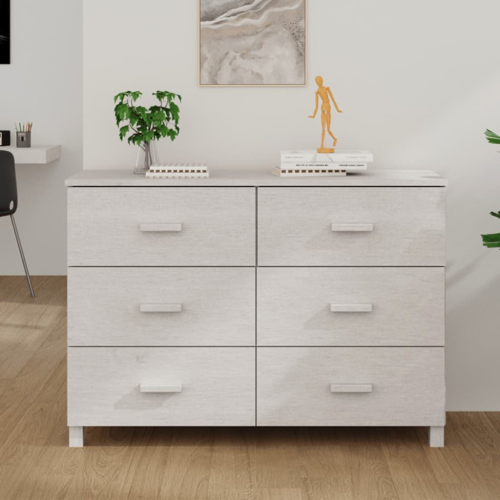vidaXL Servantă „HAMAR”, alb, 113x40x80 cm, lemn masiv de pin