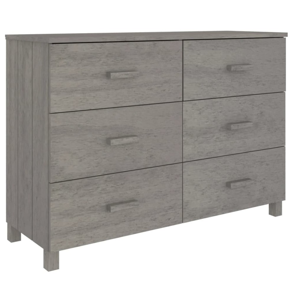 vidaXL Servantă „HAMAR”, gri deschis, 113x40x80 cm, lemn masiv pin