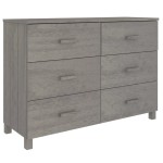 vidaXL Servantă „HAMAR”, gri deschis, 113x40x80 cm, lemn masiv pin vidaXL Servantă „HAMAR”, gri deschis, 113x40x80 cm, lemn masiv pin