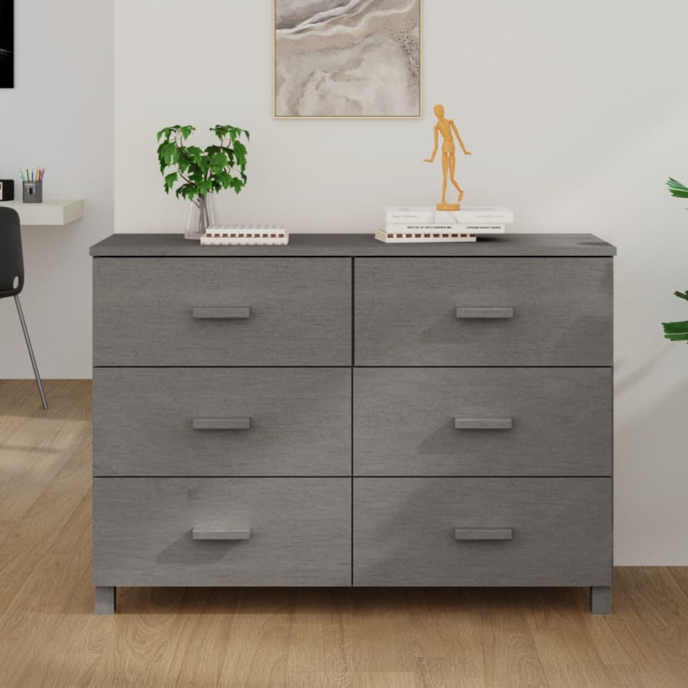 vidaXL Servantă „HAMAR”, gri deschis, 113x40x80 cm, lemn masiv pin