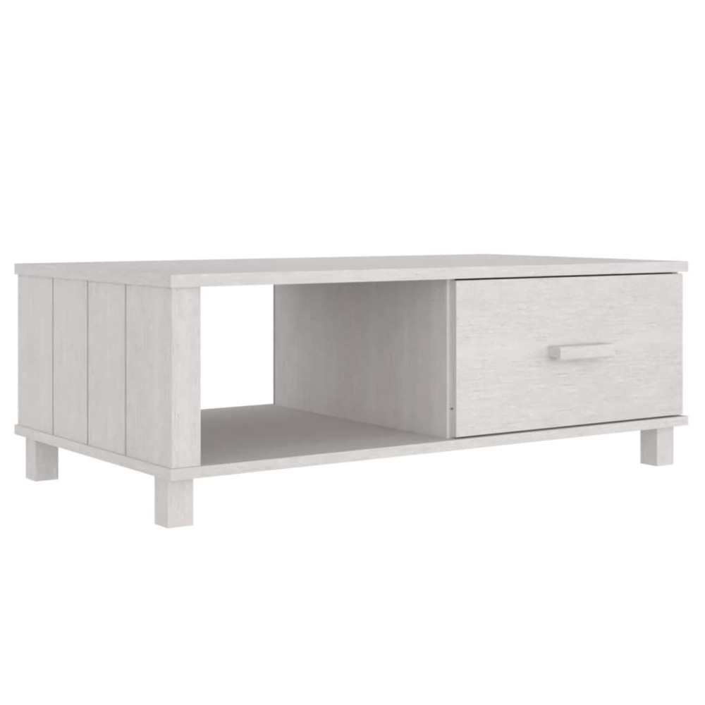vidaXL Masă de cafea „HAMAR”, alb, 100x55x35 cm, lemn masiv de pin