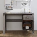 vidaXL Birou „HAMAR”, gri deschis, 113x50x75 cm, lemn masiv de pin