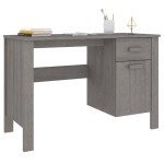 vidaXL Birou „HAMAR”, gri deschis, 113x50x75 cm, lemn masiv de pin