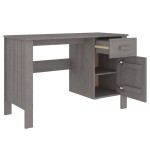 vidaXL Birou „HAMAR”, gri deschis, 113x50x75 cm, lemn masiv de pin