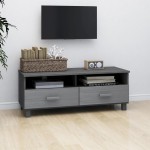 vidaXL Dulap TV „HAMAR”, gri închis, 106x40x40 cm, lemn masiv de pin vidaXL Dulap TV „HAMAR”, gri închis, 106x40x40 cm, lemn masiv de pin