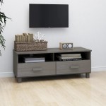 vidaXL Dulap TV „HAMAR”, gri deschis, 106x40x40 cm, lemn masiv de pin vidaXL Dulap TV „HAMAR”, gri deschis, 106x40x40 cm, lemn masiv de pin