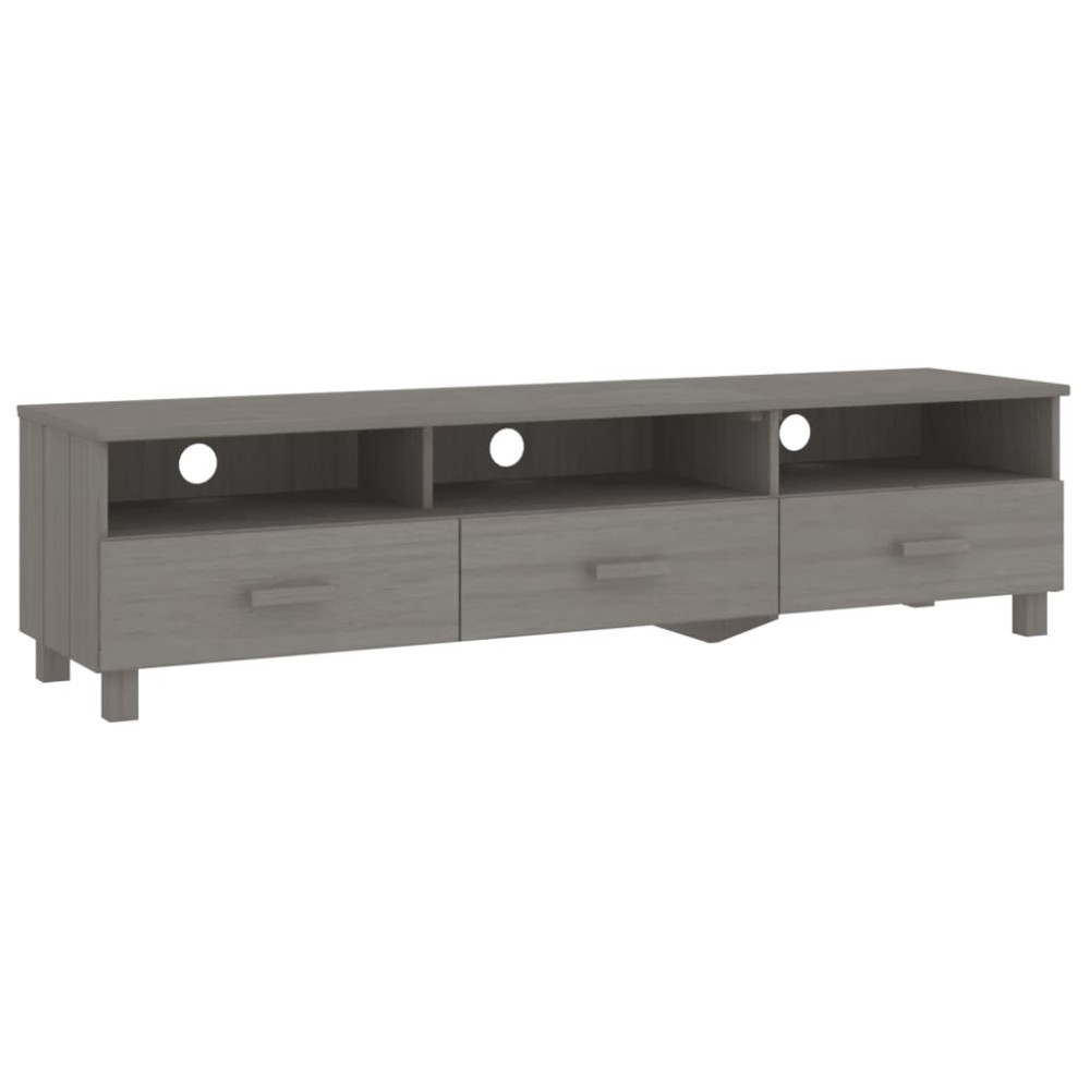 vidaXL Dulap TV „HAMAR”, gri deschis, 158x40x40 cm, lemn masiv de pin
