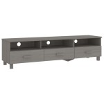 vidaXL Dulap TV „HAMAR”, gri deschis, 158x40x40 cm, lemn masiv de pin vidaXL Dulap TV „HAMAR”, gri deschis, 158x40x40 cm, lemn masiv de pin
