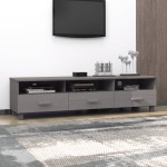 vidaXL Dulap TV „HAMAR”, gri deschis, 158x40x40 cm, lemn masiv de pin vidaXL Dulap TV „HAMAR”, gri deschis, 158x40x40 cm, lemn masiv de pin