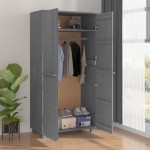 vidaXL Dulap haine „HAMAR” gri închis 89x50x180 cm, lemn masiv de pin vidaXL Dulap haine „HAMAR” gri închis 89x50x180 cm, lemn masiv de pin