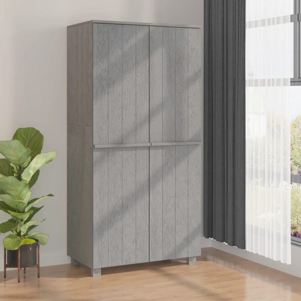 vidaXL Dulap haine „HAMAR” gri deschis 89x50x180 cm, lemn masiv de pin