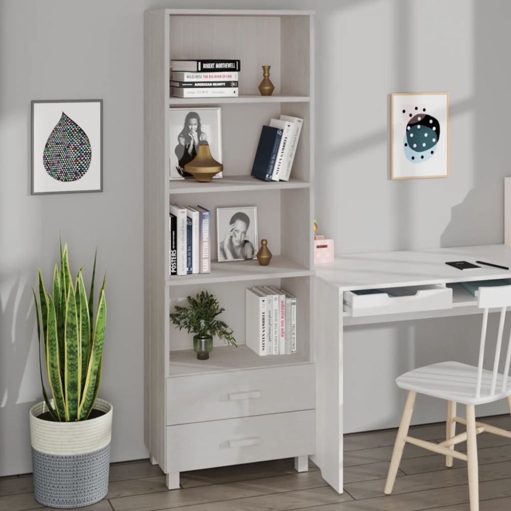 vidaXL Dulap înalt „HAMAR”, alb, 60x35x180 cm, lemn masiv de pin