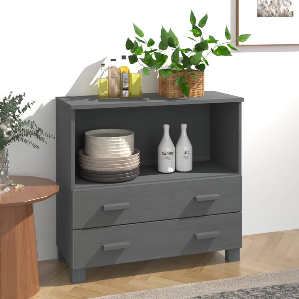 vidaXL Servantă „HAMAR”, gri închis, 85x35x80 cm, lemn masiv pin