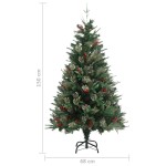 vidaXL Brad de Crăciun cu conuri de pin, verde, 150 cm, PVC&PE