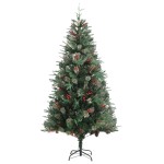 vidaXL Brad de Crăciun cu conuri de pin, verde, 225 cm, PVC&PE vidaXL Brad de Crăciun cu conuri de pin, verde, 225 cm, PVC&PE