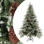 vidaXL Brad de Crăciun cu conuri de pin, verde/alb, 120 cm, PVC&PE vidaXL Brad de Crăciun cu conuri de pin, verde/alb, 120 cm, PVC&PE