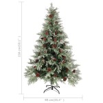 vidaXL Brad de Crăciun cu conuri de pin, verde/alb, 150 cm, PVC&PE
