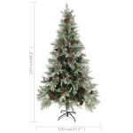 vidaXL Brad de Crăciun cu conuri de pin, verde/alb, 225 cm, PVC&PE vidaXL Brad de Crăciun cu conuri de pin, verde/alb, 225 cm, PVC&PE