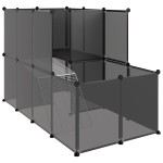 vidaXL Cușcă pentru animale mici, negru, 142x74x93 cm, PP și oțel vidaXL Cușcă pentru animale mici, negru, 142x74x93 cm, PP și oțel