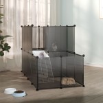 vidaXL Cușcă pentru animale mici, negru, 142x74x93 cm, PP și oțel vidaXL Cușcă pentru animale mici, negru, 142x74x93 cm, PP și oțel