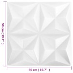 vidaXL Panouri de perete 3D 12 buc. alb 50x50 cm model origami 3 m²