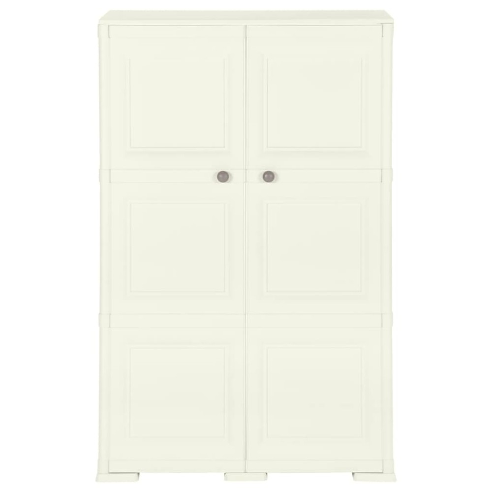 vidaXL Dulap din plastic, 79x43x125 cm, vanilla ice, design de lemn