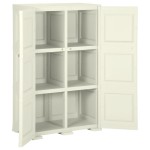 vidaXL Dulap din plastic, 79x43x125 cm, vanilla ice, design de lemn