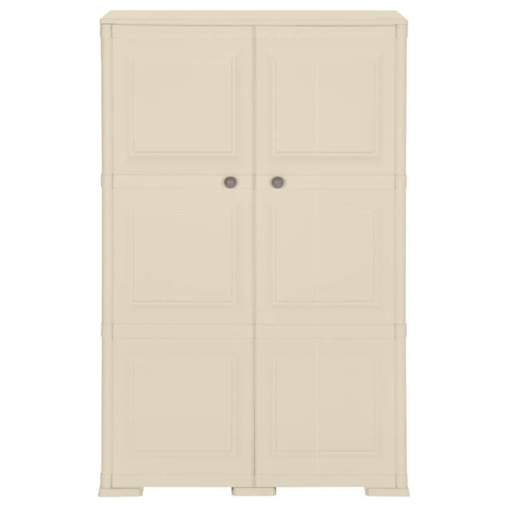 vidaXL Dulap din plastic, 79x43x125 cm, alb angora, design de lemn