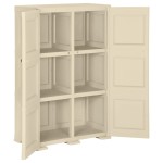 vidaXL Dulap din plastic, 79x43x125 cm, alb angora, design de lemn