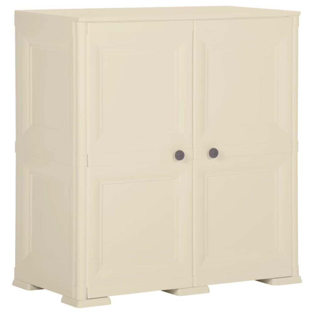 vidaXL Dulap din plastic, 79x43x85,5 cm, alb angora, design de lemn