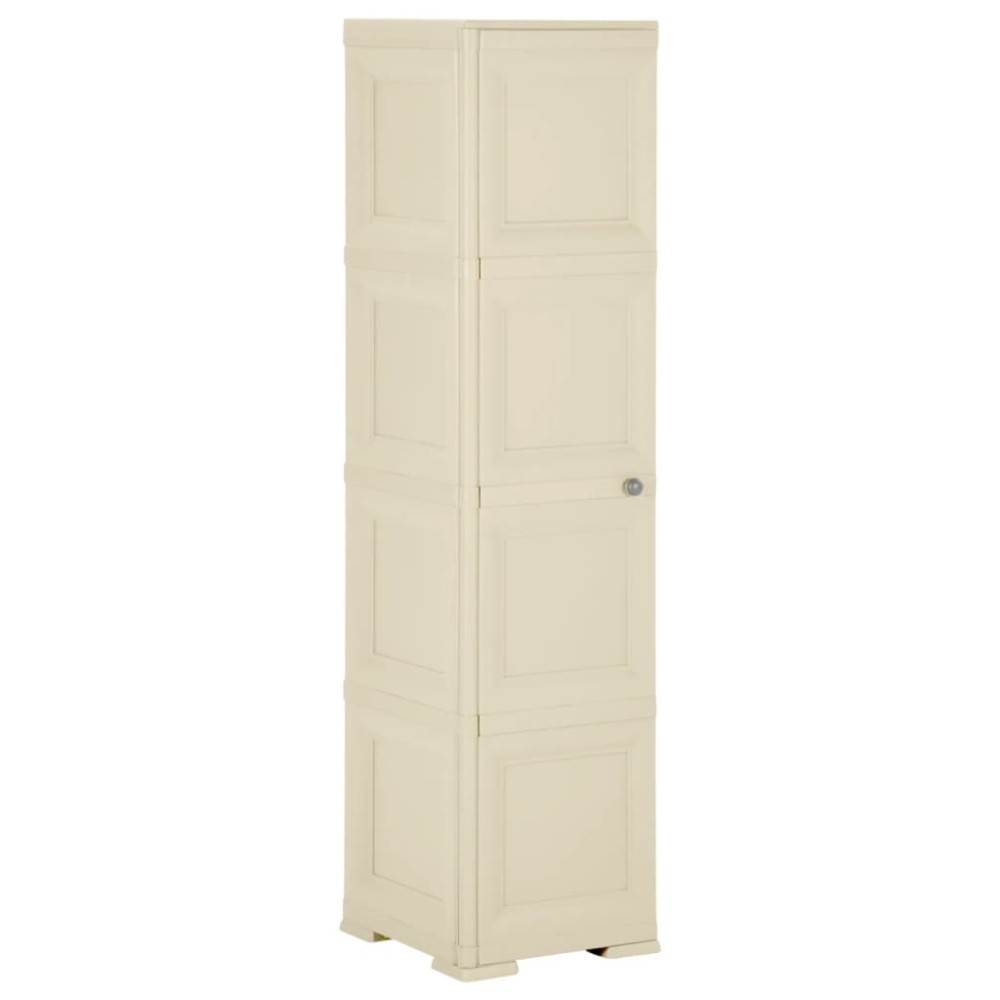 vidaXL Dulap din plastic, 40x43x164 cm, alb angora, design de lemn
