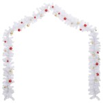 vidaXL Ghirlandă de Crăciun decorată cu globuri, alb, 5 m