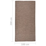 vidaXL Covor de exterior, maro, 100x200 cm, țesătură plată