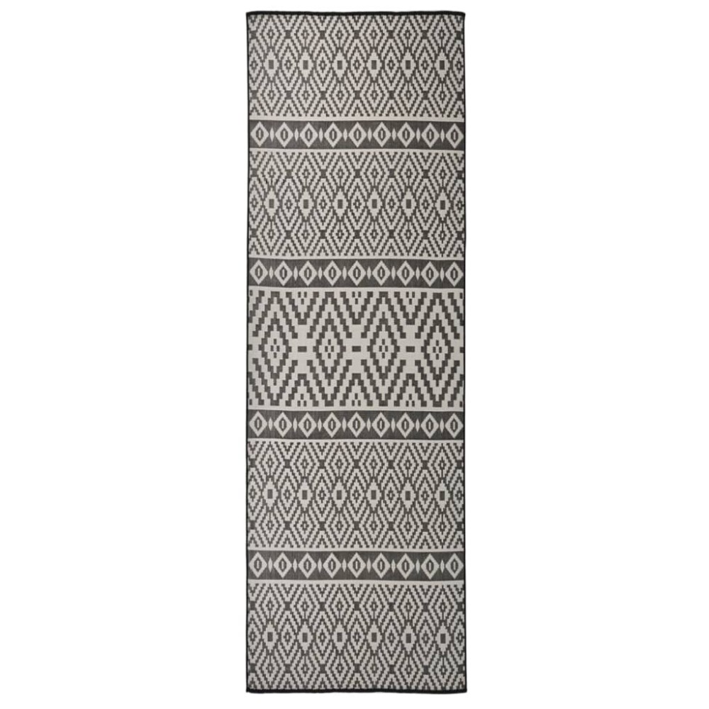 vidaXL Covor de exterior, dungi negre, 80x250 cm, țesătură plată