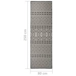 vidaXL Covor de exterior, dungi negre, 80x250 cm, țesătură plată