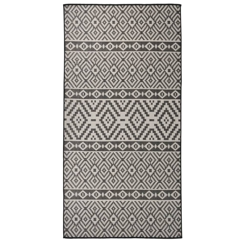 vidaXL Covor de exterior, dungi negre, 100x200 cm, țesătură plată