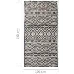 vidaXL Covor de exterior, dungi negre, 100x200 cm, țesătură plată vidaXL Covor de exterior, dungi negre, 100x200 cm, țesătură plată