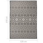 vidaXL Covor de exterior, dungi negre, 120x170 cm, țesătură plată vidaXL Covor de exterior, dungi negre, 120x170 cm, țesătură plată