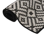 vidaXL Covor de exterior, dungi negre, 140x200 cm, țesătură plată vidaXL Covor de exterior, dungi negre, 140x200 cm, țesătură plată