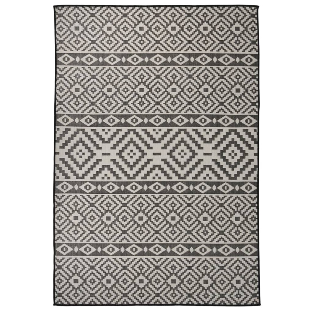 vidaXL Covor de exterior, dungi negre, 160x230 cm, țesătură plată