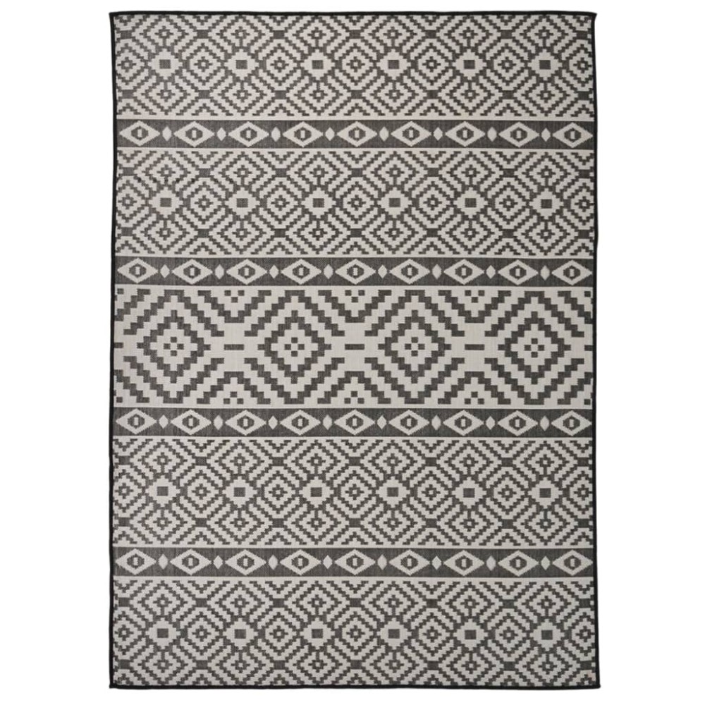 vidaXL Covor de exterior, dungi negre, 200x280 cm, țesătură plată