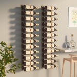 vidaXL Suport sticle de vin de perete, 24 sticle, 2 buc., auriu, fier vidaXL Suport sticle de vin de perete, 24 sticle, 2 buc., auriu, fier