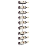 vidaXL Suport sticle de vin, de perete, 9 sticle, alb, fier vidaXL Suport sticle de vin, de perete, 9 sticle, alb, fier